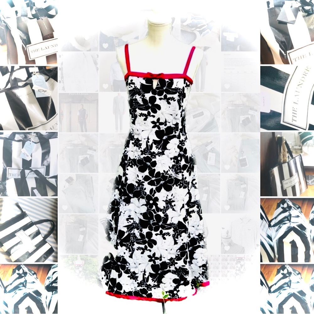 ROBBIE BEE | 10 | NWT PIN-UP SIGNATURE Black White Pink Floral Cupcake Bodice